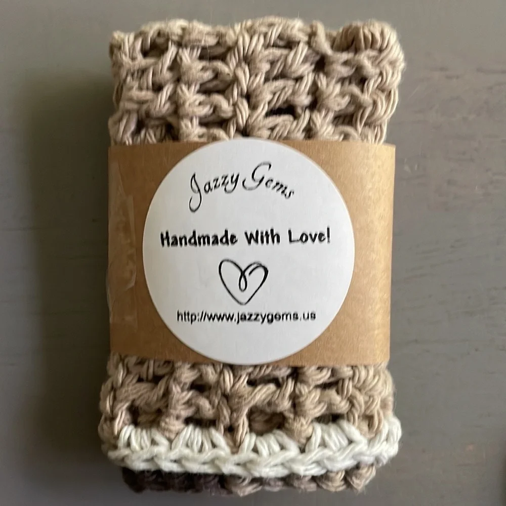 Hand Crocheted Dishcloth Washcloth with heart in center. 100% Cotton Great Gift!